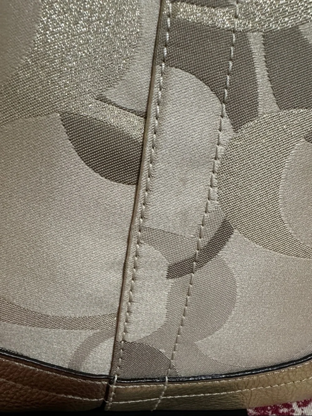 Coach Metallic Gold and Cream Signature Crossbody Shoulder/Crossbody Bag - Picture 3 of 15